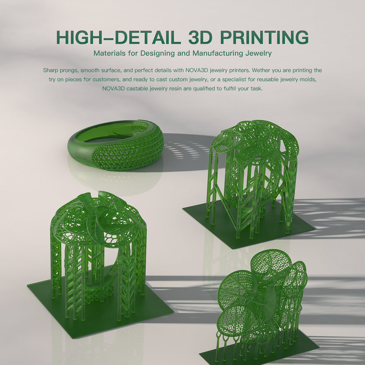 NOVA3D Castable Resin Material for 3D Printing for Jewelry